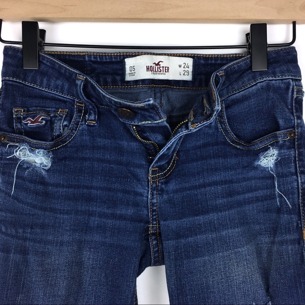 HOLLISTER Jeans Size 0S 24 Skinny Slim Distressed Medium Wash Stretch Denim - Picture 3 of 12